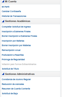 6. Panel izquierdo de transacciones