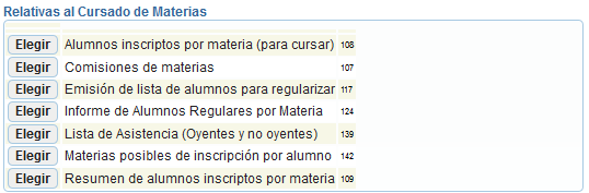 2. Transacciones Relativas al Cursado de Materia