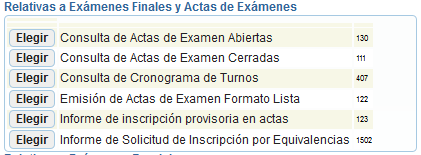 2. Transacciones Relativas a Exámenes finales y Actas de exámenes